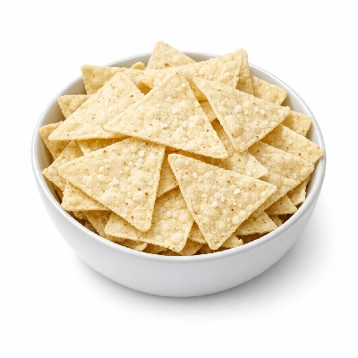 Snacks tortilla chips plain white corn salted