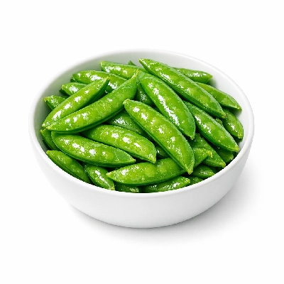 Snowpeas or sugar snap peas boiled without salt