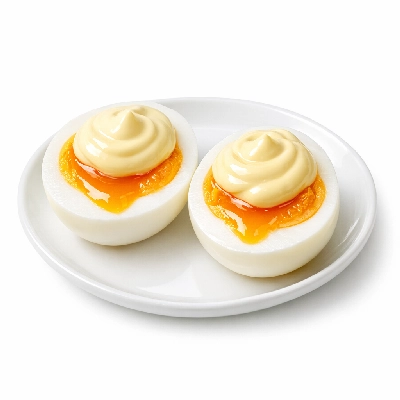 Soft-boiled eggs with mayonnaise