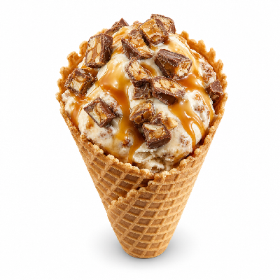 Sonic Waffle Cone Sundae with Caramel & Snickers Bars