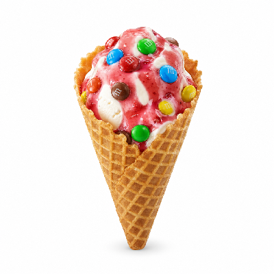 Sonic Waffle Cone Sundae with Strawberry & M&M's Candies