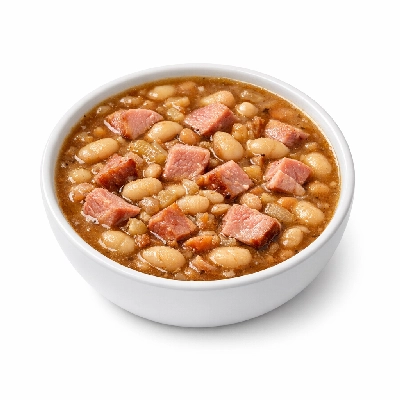 Soup bean & ham canned reduced sodium prepared with water or ready-to-serve
