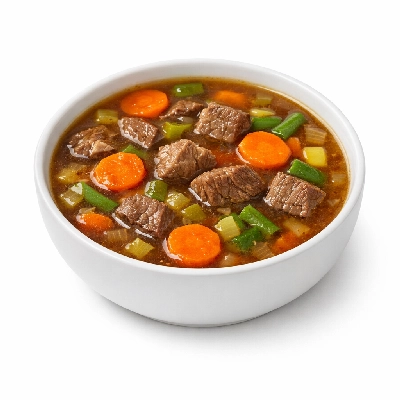 Soup beef and vegetables reduced sodium canned ready-to-serve