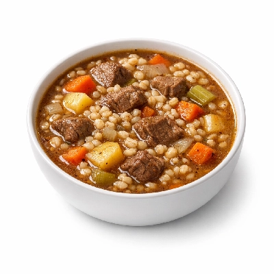 Soup beef with vegetables and barley canned condensed single brand
