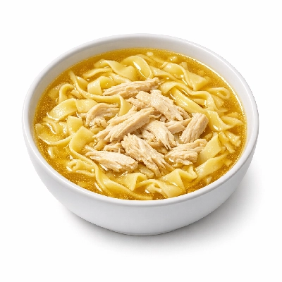 Soup chicken noodle dehydrated prepared with water