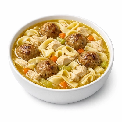 Soup chicken noodle with meatballs canned chunky ready-to-serve