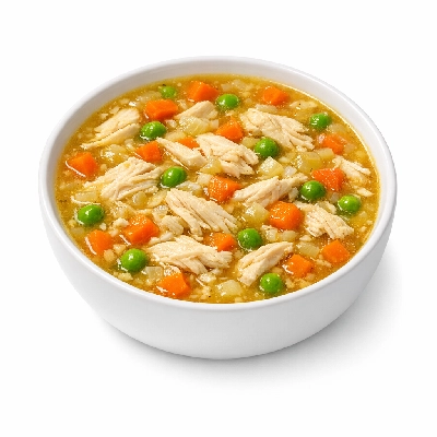 Soup chicken vegetable chunky reduced fat sodium ready-to-serve single brand