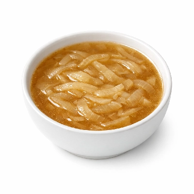 Soup onion dehydrated prepared with water