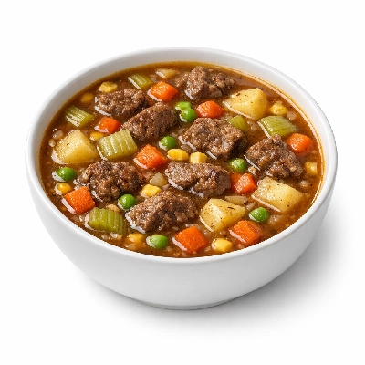 Soup sirloin burger with vegetables ready-to-serve single brand