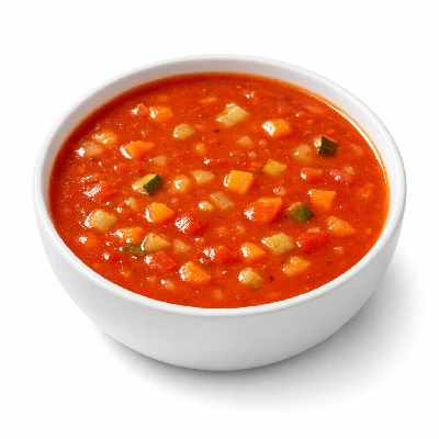 Soup tomato vegetable dehydrated prepared with water