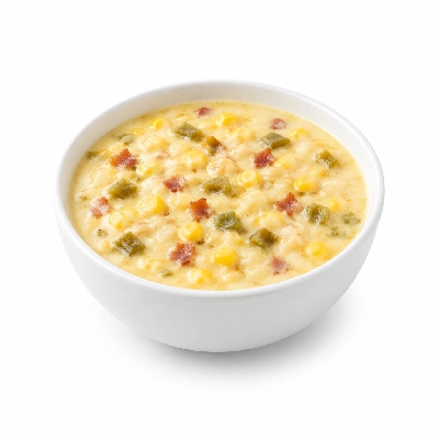 Souplantation Soups Fire-Roasted Green Chile & Corn Chowder W Bacon