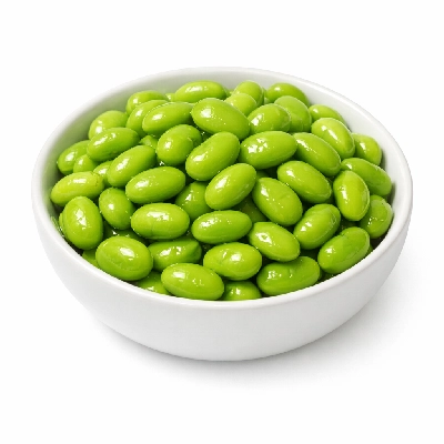 Soybeans green cooked boiled drained with salt