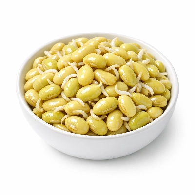 Soybeans mature seeds sprouted cooked steamed