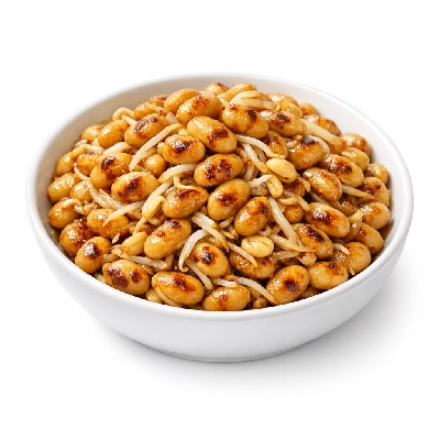 Soybeans mature seeds sprouted cooked stir-fried with salt