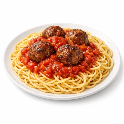 Spaghetti and meatballs from restaurant