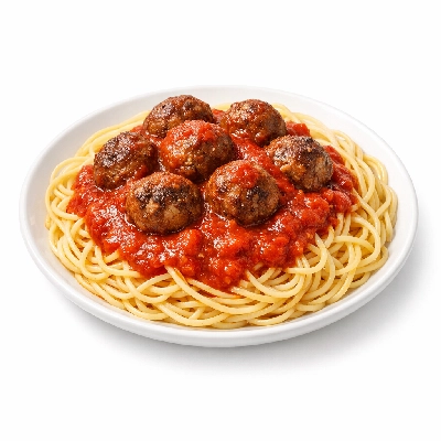 spaghetti with meatballs and marinara sauce