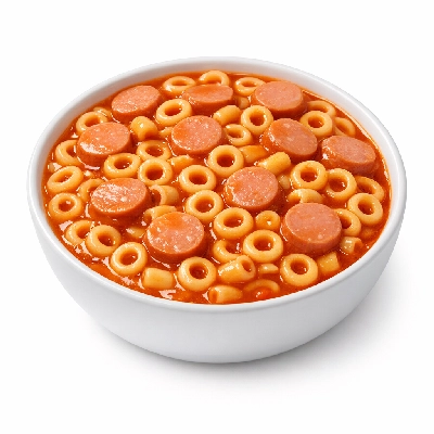 Spaghettios with sliced franks
