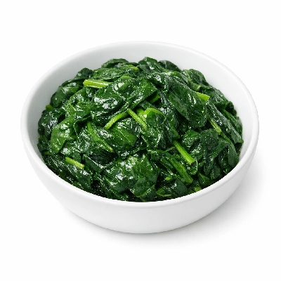 Spinach cooked boiled drained with salt