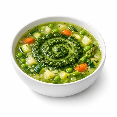 Spring Vegetable Soup with Pesto