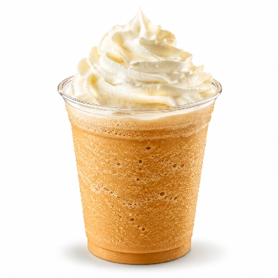 Starbucks Cold Beverages Mini Caramel Frappuccino with Oat Milk and Whipped Cream