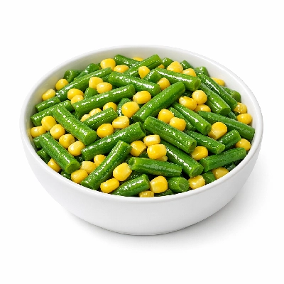 Steamed green beans and corn