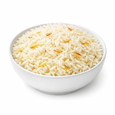 Steamed white rice with saffron
