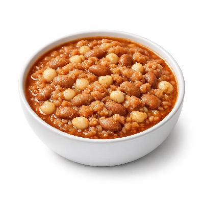 Stew pinto bean and hominy badufsuki (hopi)