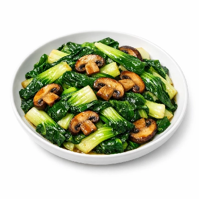 Stir-fried bok choy with mushrooms
