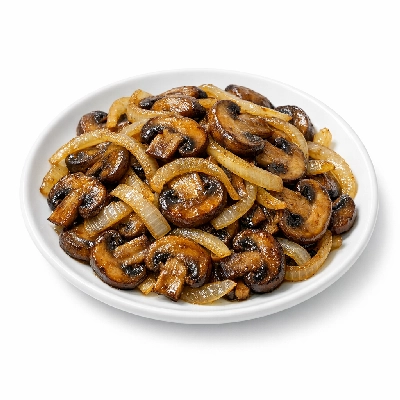 Stir-fried mushrooms and onions