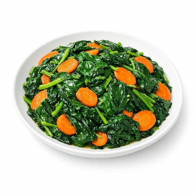 Stir-fried spinach and carrots