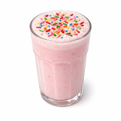 Strawberry milkshake with sprinkles
