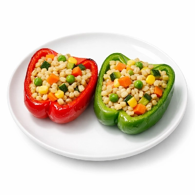 Stuffed Peppers & Barley Veggie Salad