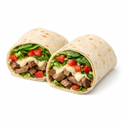 Subway Steak and Pepperjack Cheese Lettuce Tomato Spinach Ranch Wrap