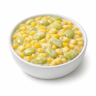 Succotash corn and limas canned with cream style