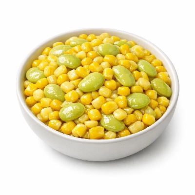 Succotash corn and limas frozen cooked boiled drained with salt