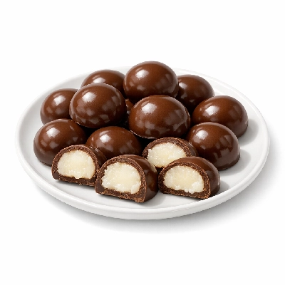 Candies sweet chocolate coated fondant