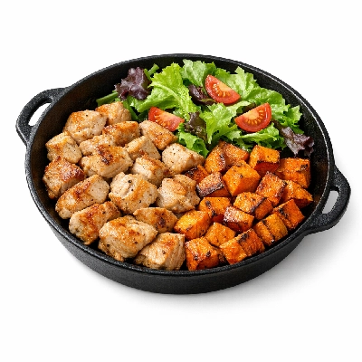 Sweet Potato & Turkey Skillet with Salad