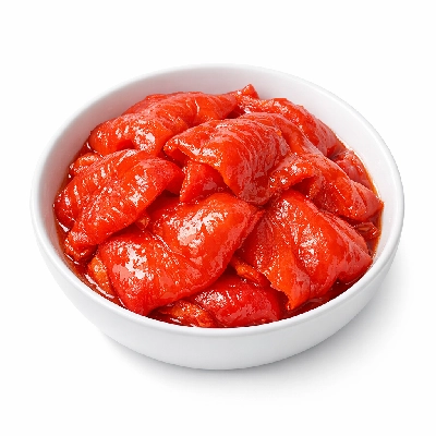 Sweet red peppers boiled without salt