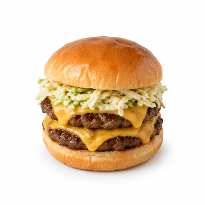 Swensons Drive-In Double Cheeseburg with Cole Slaw