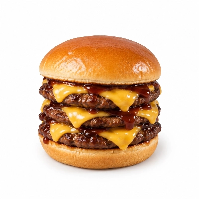 Swensons Drive-In Triple Cheeseburg with A-1 Steak Sauce