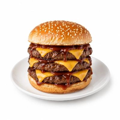 Swensons Drive-In Triple Cheeseburg with Barbecue Sauce