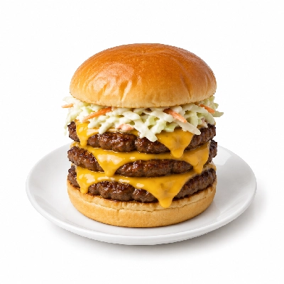 Swensons Drive-In Triple Cheeseburg with Cole Slaw