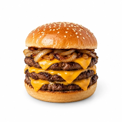 Swensons Drive-In Triple Cheeseburg with Grilled Onions