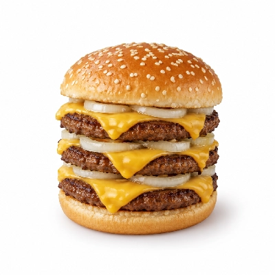 Swensons Drive-In Triple Cheeseburg with Sliced Onions