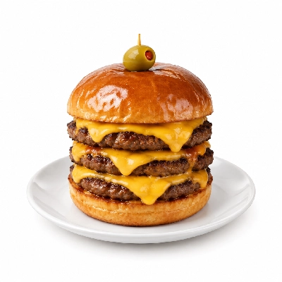 Swensons Drive-In Triple Cheeseburg with Spanish Olive