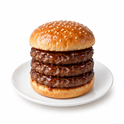 Swensons Drive-In Triple Hamburg with A-1 Steak Sauce