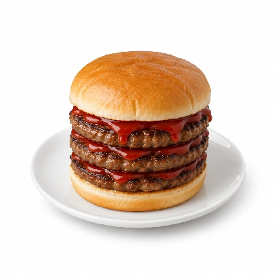 Swensons Drive-In Triple Hamburg with Ketchup