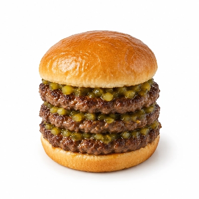 Swensons Drive-In Triple Hamburg with Pickle Relish