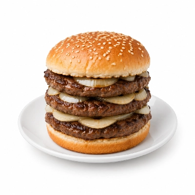 Swensons Drive-In Triple Hamburg with Sliced Onions