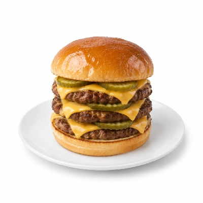 Swensons Drive-In Triple Hamburg with Sweet Pickle
